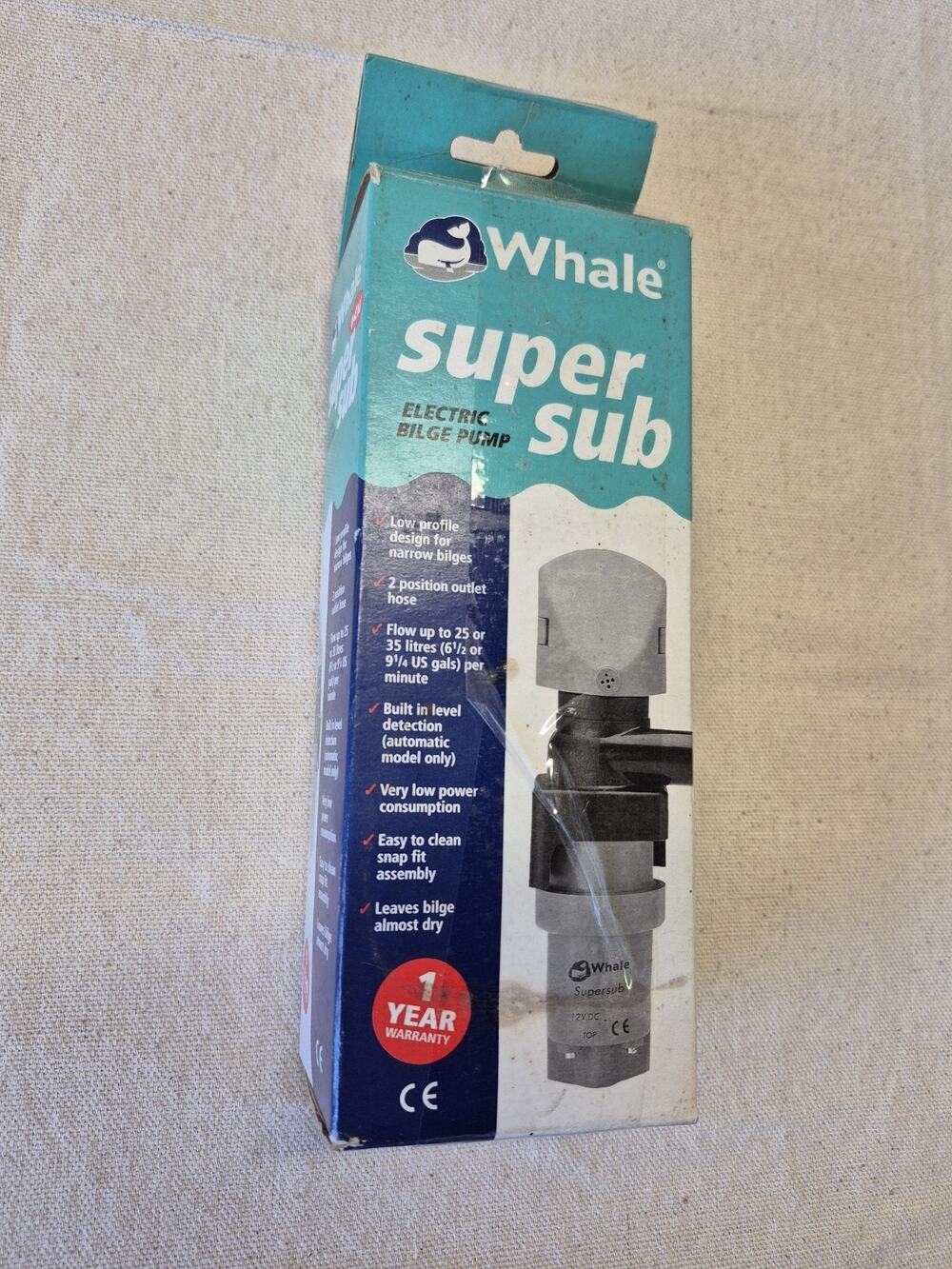 Whale Supersub 500 Bilge Pump 12V DC 500 GPH SS5012 Boat Marine New Open Box